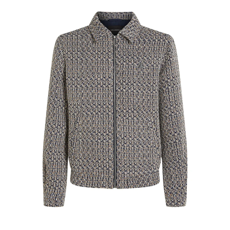 Karl Lagerfeld Daunenjacke Jacke aus Bouclé-Tweed mit Reißverschluss camel