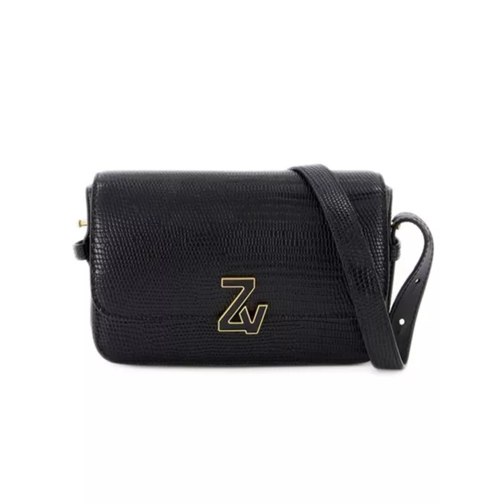 Zadig & Voltaire Zv Le Mini Hobo Bag  - Black - Croc Embossed Leath Black Crossbody Bag