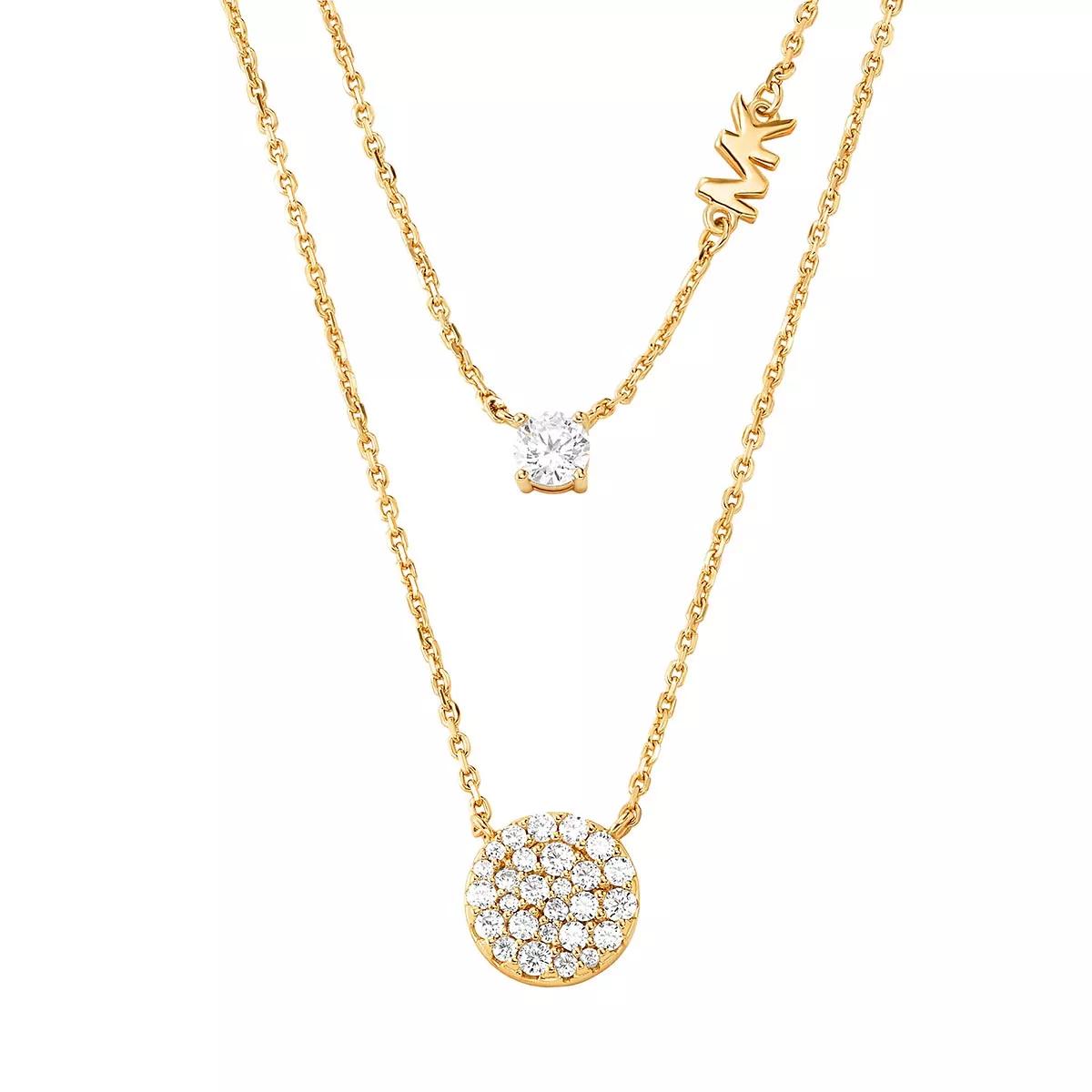 【華やか☆】Michael Kors 14K Double Layered ネックレス Michael Kors 14K Gold-Plated Double Layered Pavé Disk