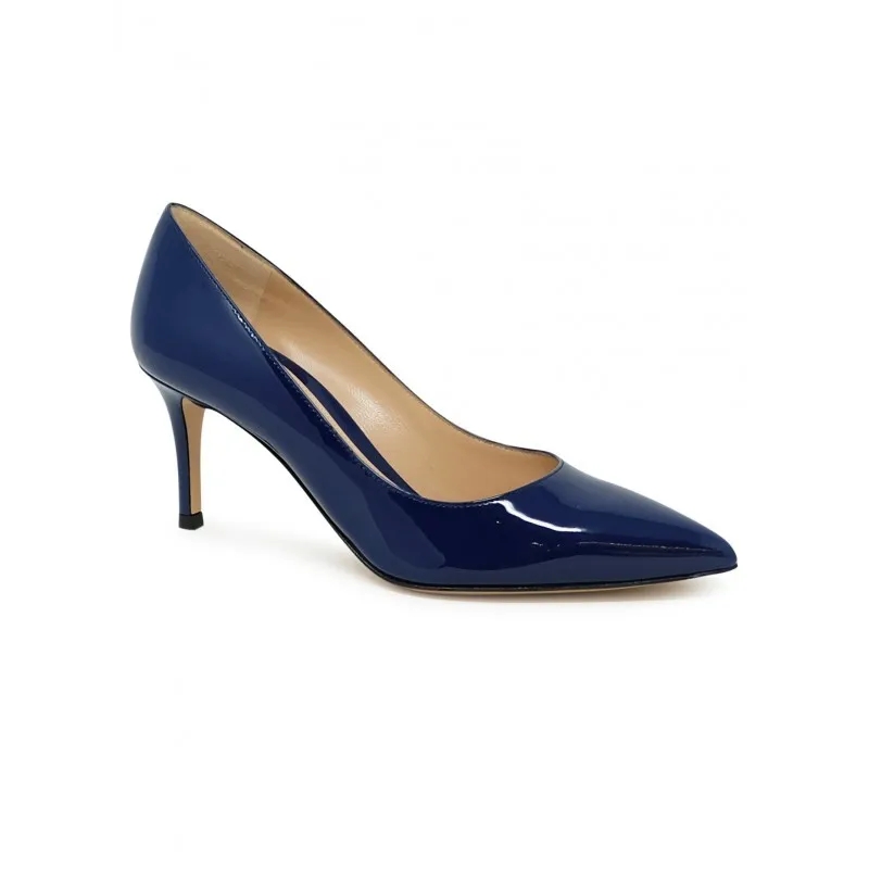 Gianvito Rossi Escarpins Vernavy Navy Patent Pumps Blue