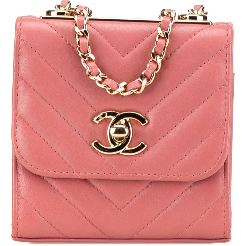 Chanel Schultertasche Mini Chevron Lambskin Trendy CC Chain Wallet rose
