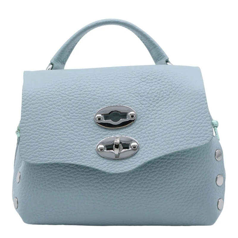 Zanellato Schultertasche Small Structured Handbag With Pebbled Texture Blue