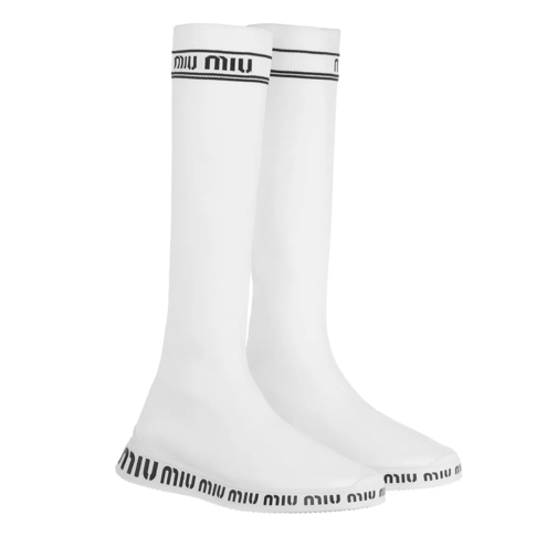 Miu Miu Run Knit Fabric Boots White Stövlar