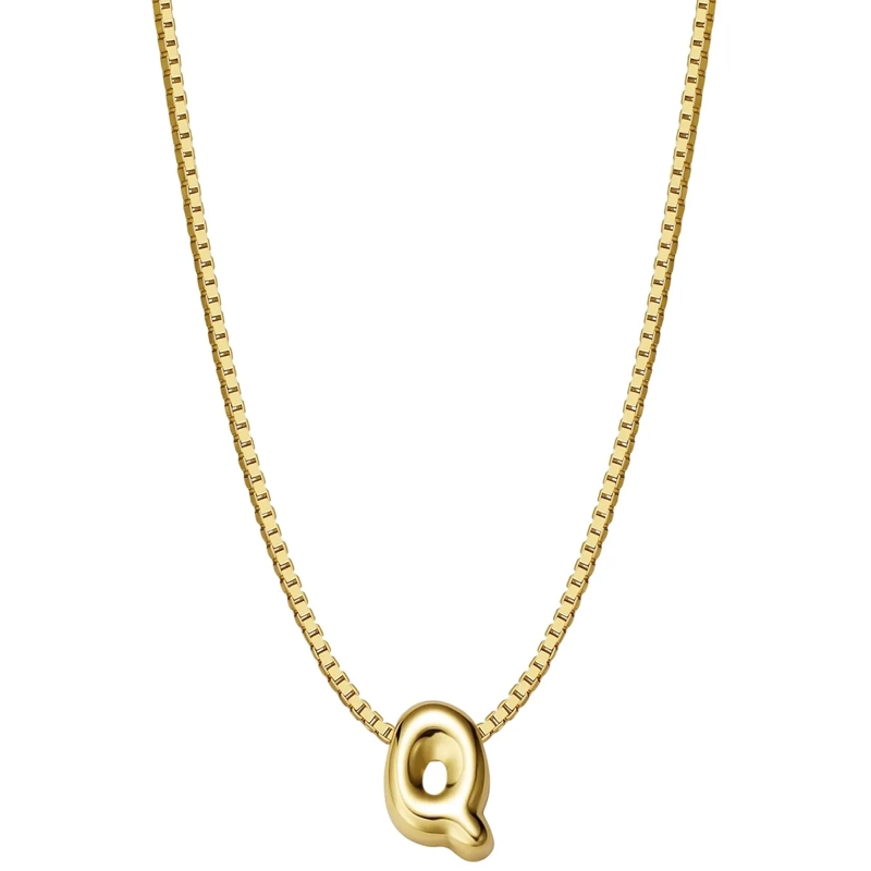 Glanzstücke München Mittellange Halskette Sterling Silber Halskette Buchstabe Q gold