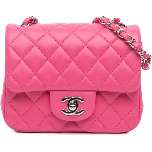 Chanel Sac à bandoulière 2019 Mini Square Classic Lambskin Single Flap rose