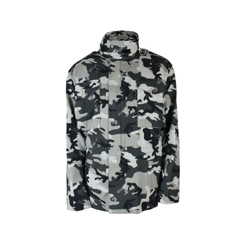 Off-White  Camouflage Print Jacket With Removable Hood Grey