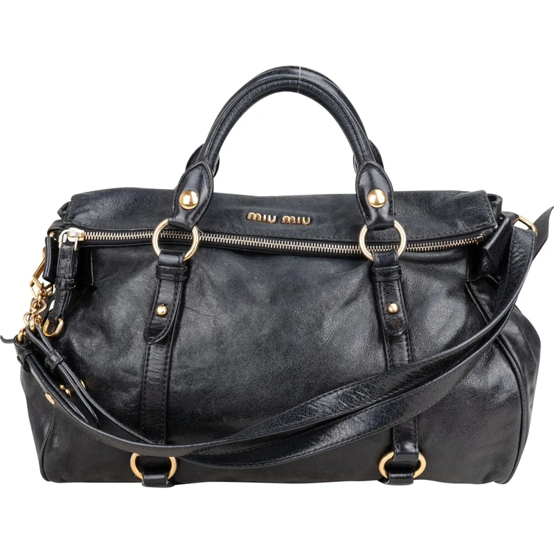 Miu Miu Tote Miu Miu Classic Leather City Handbag schwarz
