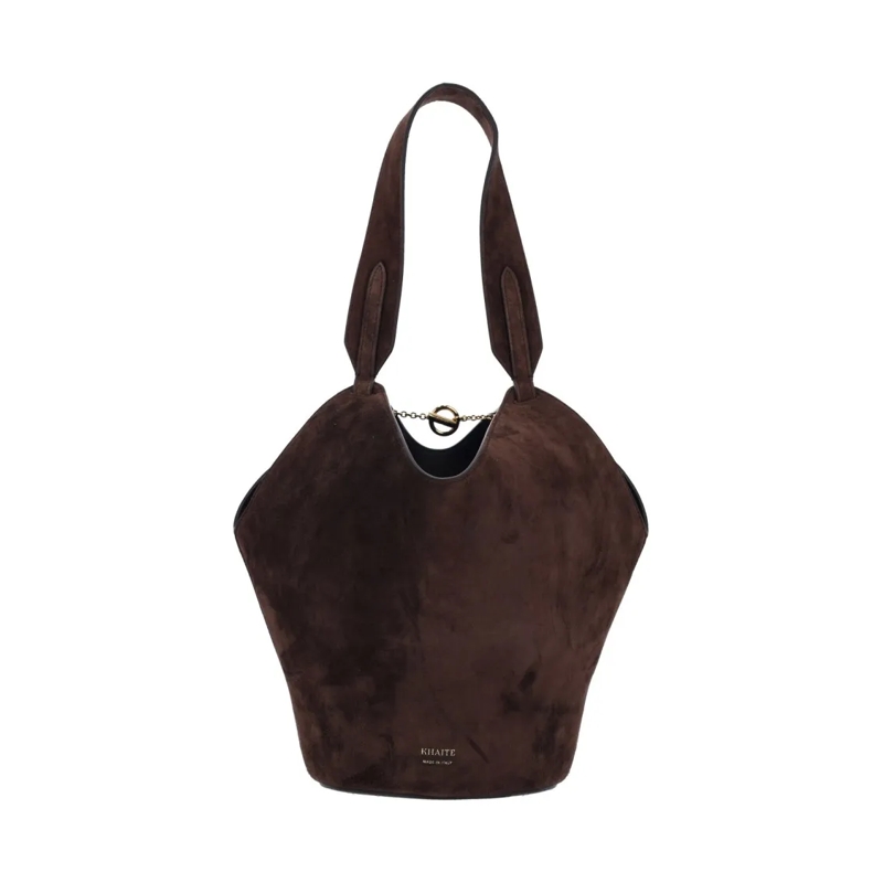 Khaite Tote "Lotus" Small Tote Bag In Brown Calfskin Suede Brown