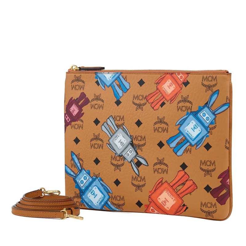 MCM Pochette Aren Visetos Flat Pouch Med Co Cognac(Image 6)