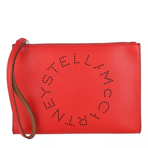 Stella McCartney Zip Pouch With Perforated Logo Leather Red Amore Aftonväska med spänne