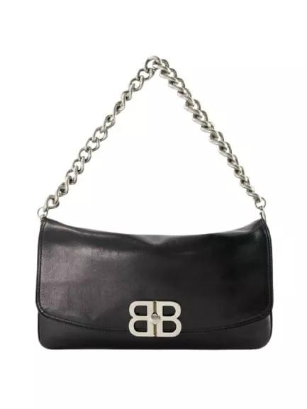 Balenciaga Shopper - Bb Soft Flap Bag - Leather - Black - Gr. unisize - in Schwarz - für Damen