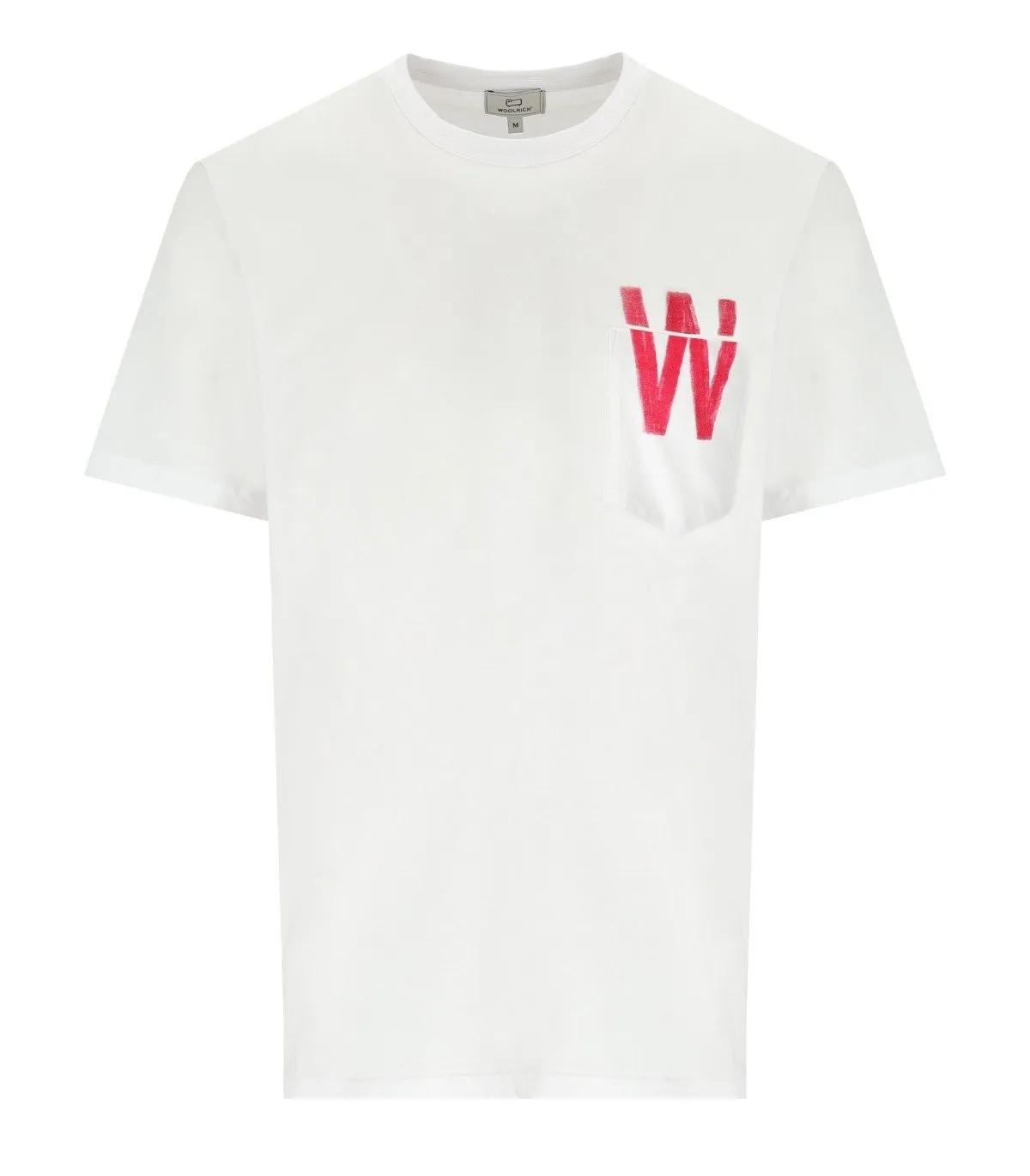 Woolrich - WOOLRICH FLAT WEISSES T-SHIRT - Größe L - weiß