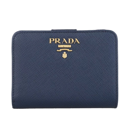 Prada Small Wallet Saffiano Leather Blue Plånbok med dragkedja