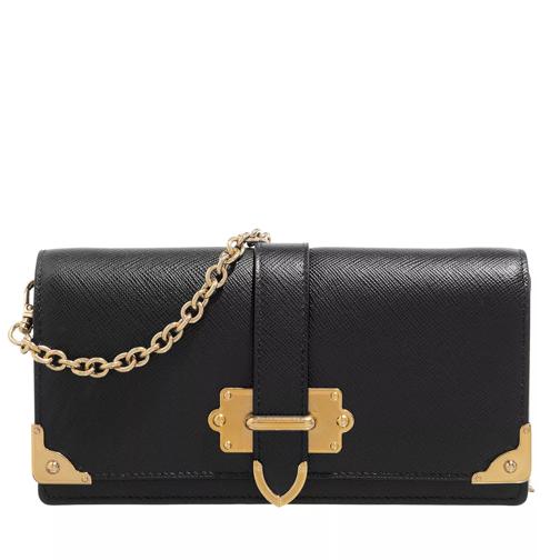 Prada Saffiano Leather Chain Wallet Black Wallet On A Chain