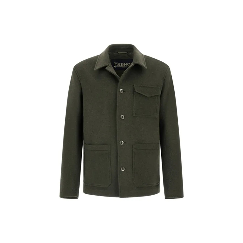 Herno  Twill Effect Wool Blend Casual Jacket Black