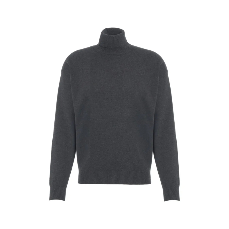 Kangra Pullover Relaxed Fit Turtleneck Sweater With Classic Knit D Grey