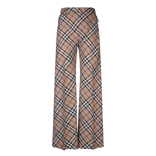 Burberry Wide-Leg Trousers With Check Print Brown 