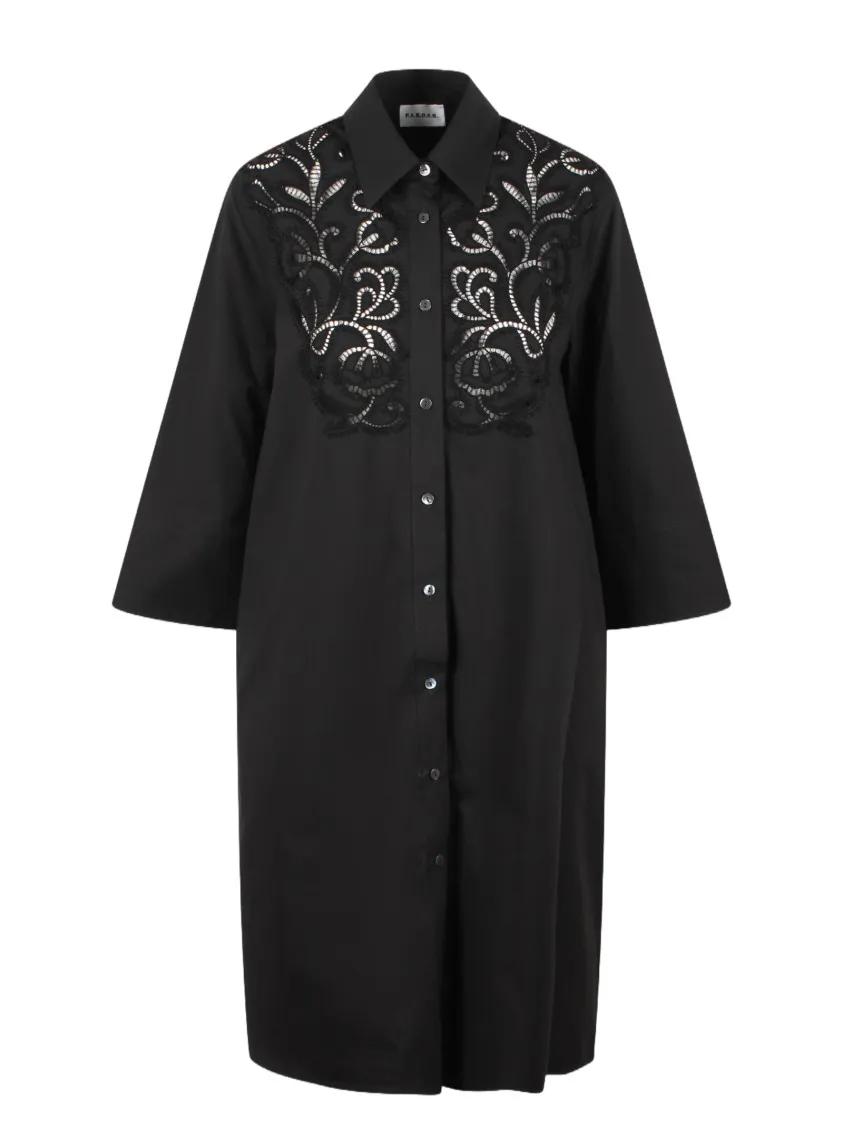 Thumbnail - P.A.R.O.S.H. - Canyox Lace Embroidery Shirt Dress - Größe S - schwarz
