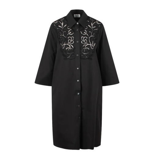 P.A.R.O.S.H. Robes midi Canyox Lace Embroidery Shirt Dress Black