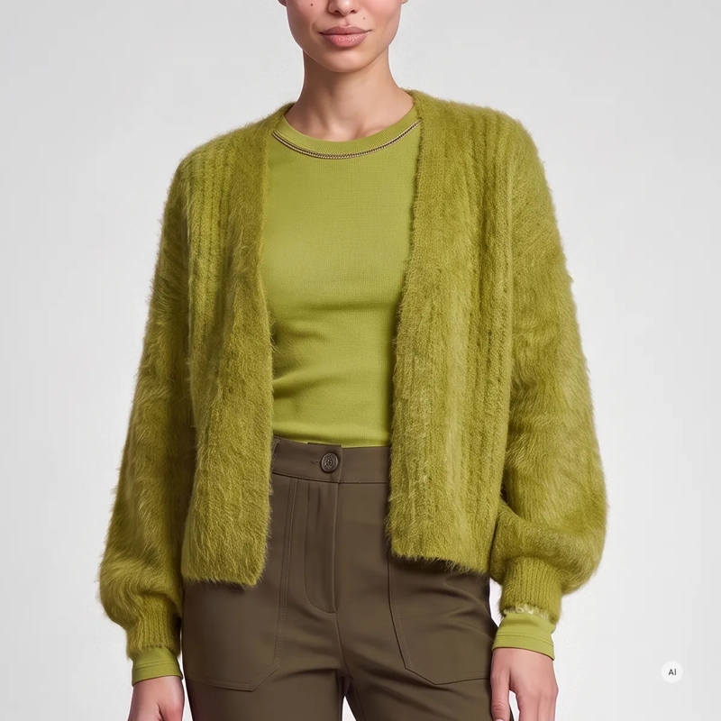 Marc Aurel Strickjacke- grobes Zopfmuster- V-Ausschnitt- grün | Blazer