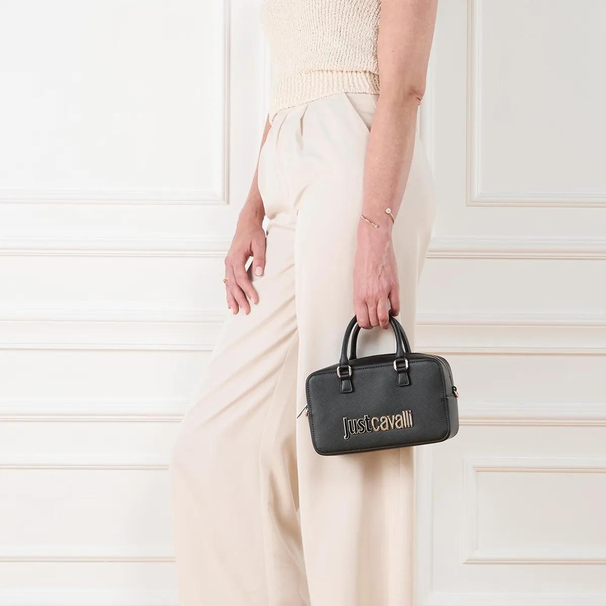 Just Cavalli Zwarte schoudertas met tweekleurig logo Black Dames