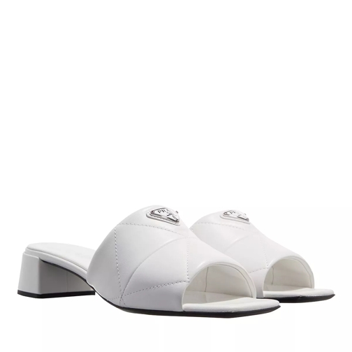 Prada Quilted Nappa Leather Mules White Muil