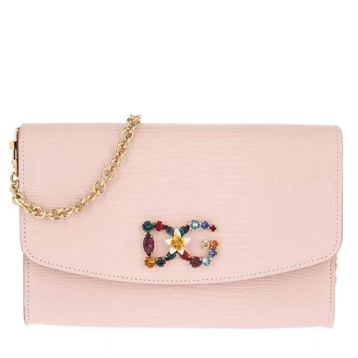 Dolce&Gabbana St. Dauphine Logo Wallet Rhinestone Rosa Crossbody Bag