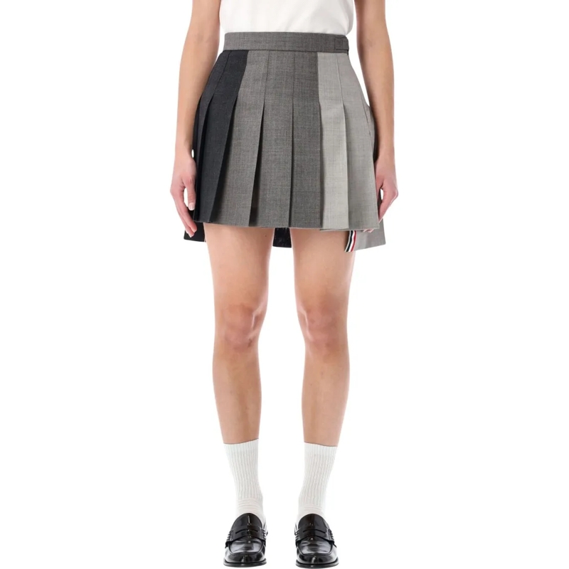 Thom Browne Minirok Fun-Mix Pleated Mini Skirt Grey