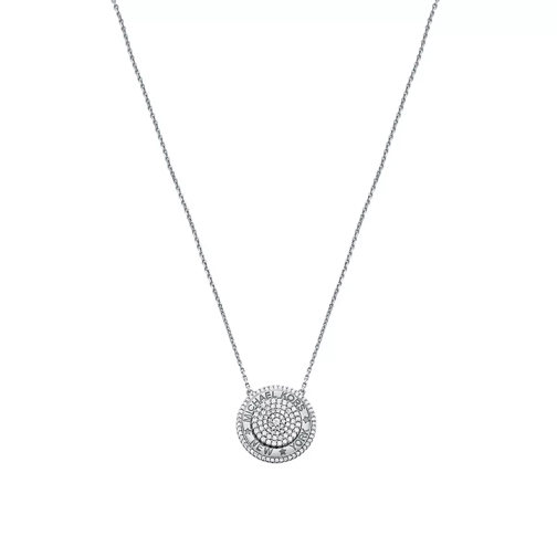 Michael Kors Sterling Silver Pavé Focal Pendant Necklace Silver Mittellange Halskette