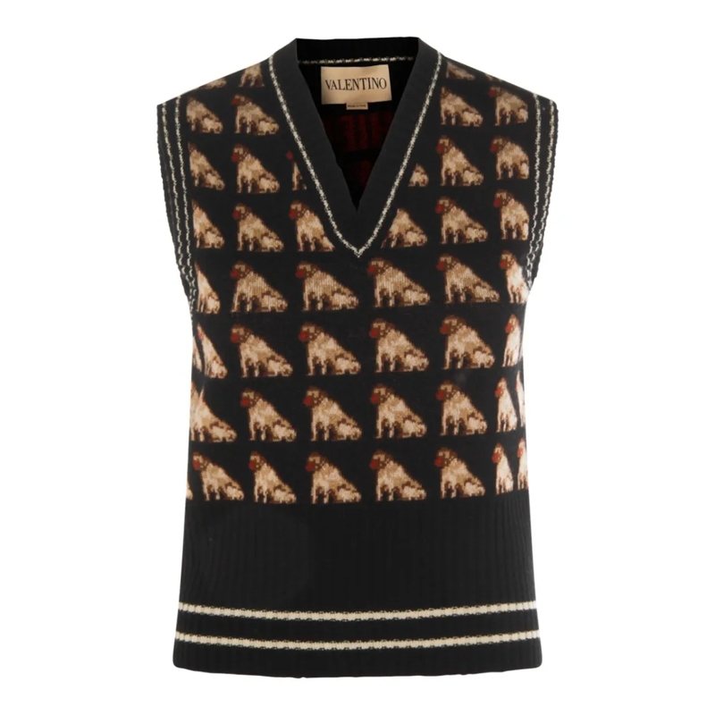 Valentino Garavani Trui Multicolor Wool Knitwear Black