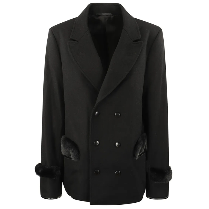 RANDOM IDENTITIES Short Wool Coat Black Blazer