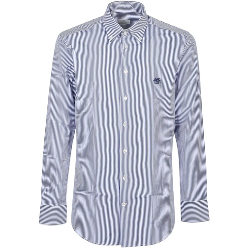 Etro Legere Oberteile Fuji Botton Down Logo Slim Shirt Blue blau