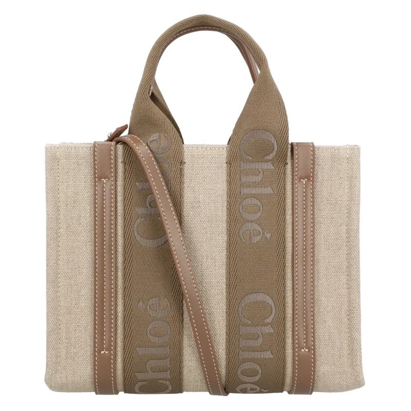 Chloé Fourre-tout Small Woody Tote Bag In Linen Neutrals