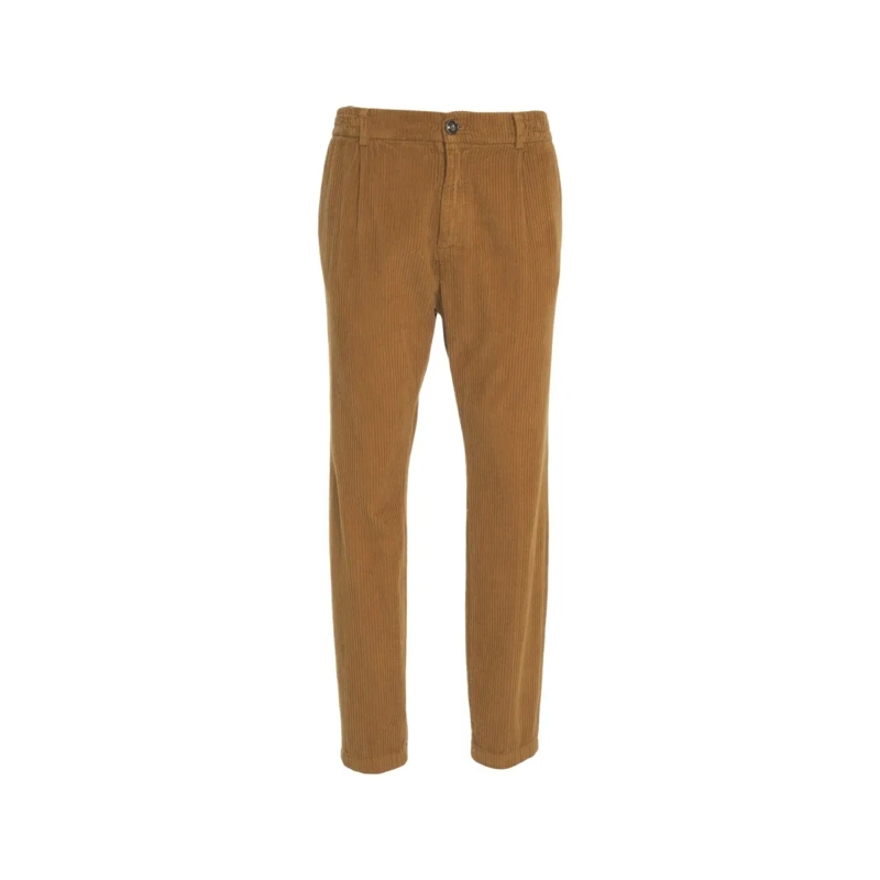 Cruna Chino Corduroy Trousers With Pronounced Pleats And Taper Brown