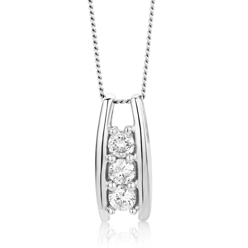 DIAMADA 0.1ct Diamond Necklace 14KT White Gold Collier moyen