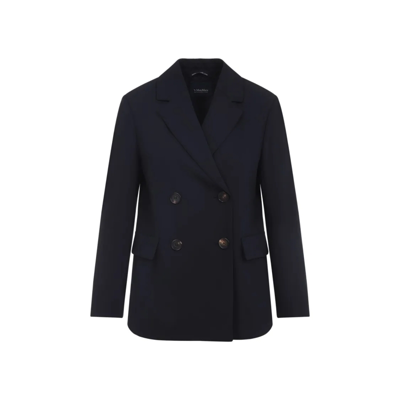 Max Mara Blazer Double-Breasted Tailored Black Wool Jacket Black