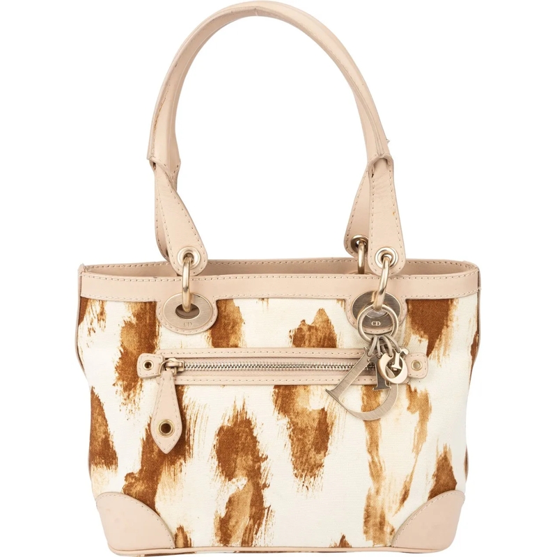 Christian Dior Tote Christian Dior Animal Print Saint Tropez Handbag beige