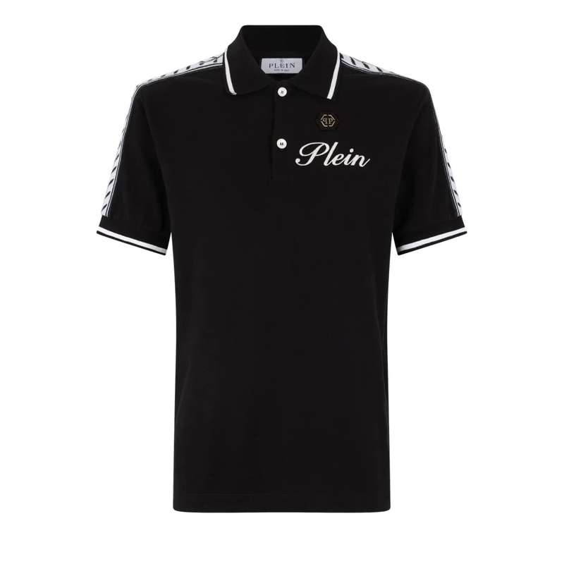 Philipp Plein Poloshirt Piquet Polo T-Shirt Plein Tennis schwarz