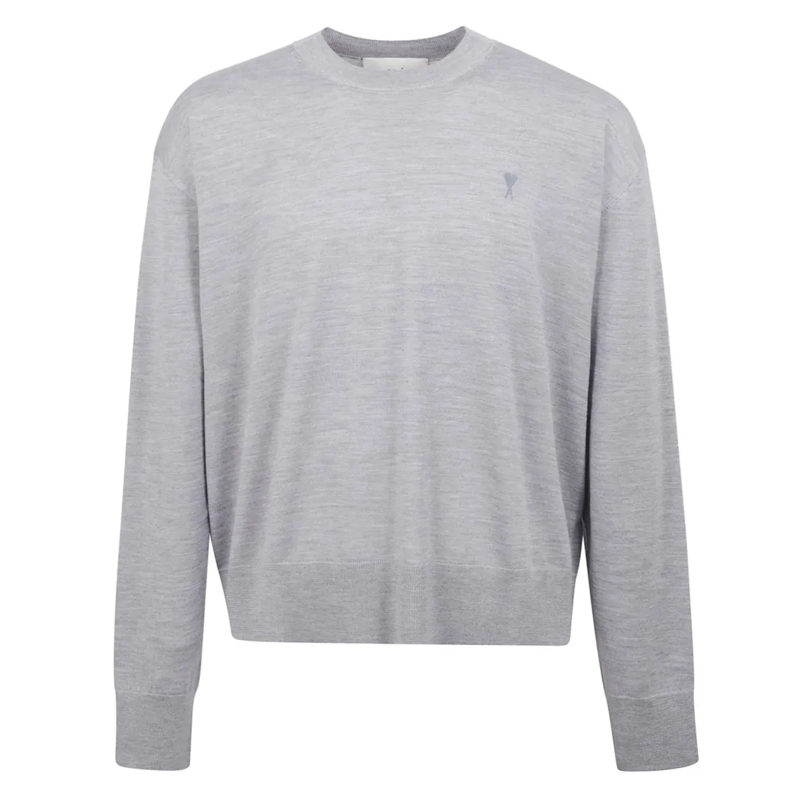 AMI Paris  Classic Long-Sleeved Crewneck Top With Logo Grey