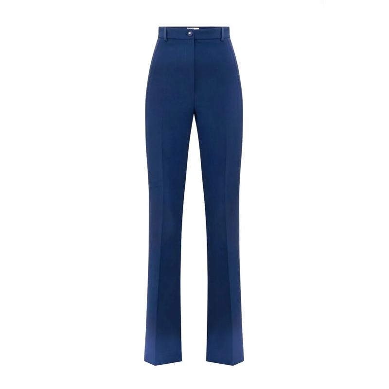 Elisabetta Franchi  Flared Blue Trousers With High Waist Blue