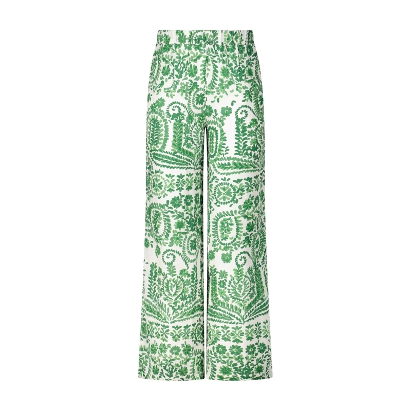 STELLA FOREST Freizeithose Weite Hose mit floralem Muster Grün