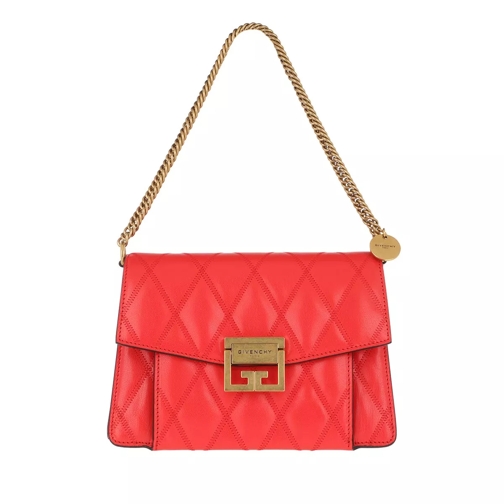 Givenchy Small GV3 Bag Diamond Quilted Leather Red Axelremsväska