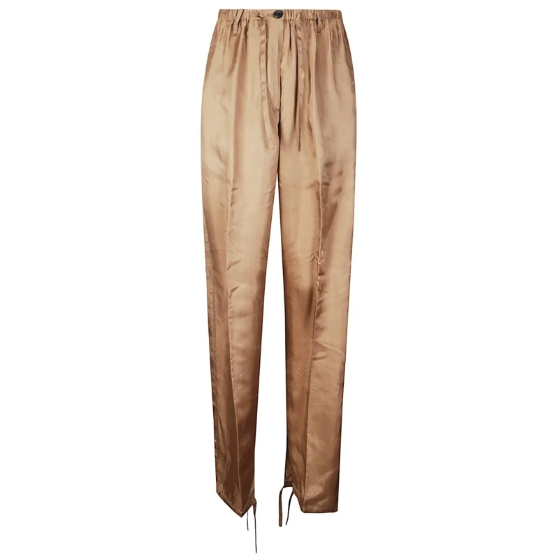 Dries Van Noten  Soft-Fit Viscose Trousers With Elegant Drawstring Brown
