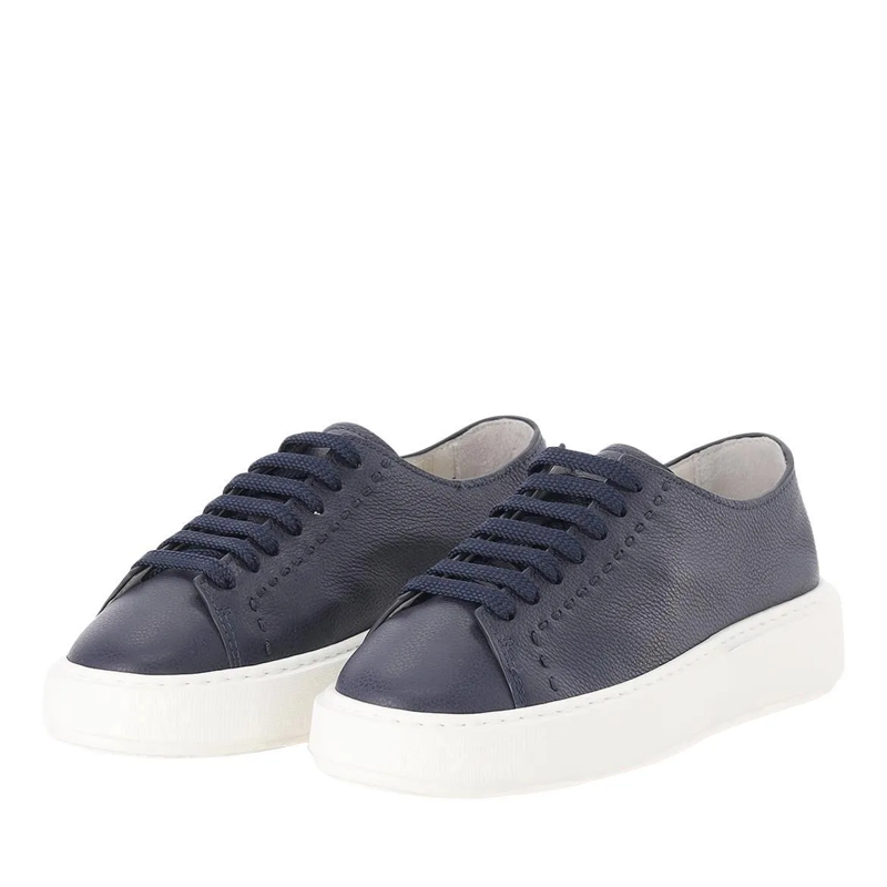 Santoni Schnürschuhe Sneaker aus Leder blau