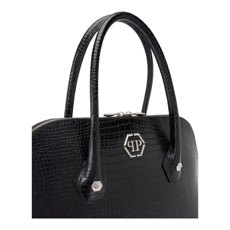 Philipp Plein Schultertasche Umhängetasche Cocco Crocco Geprägt schwarz(Image 4)