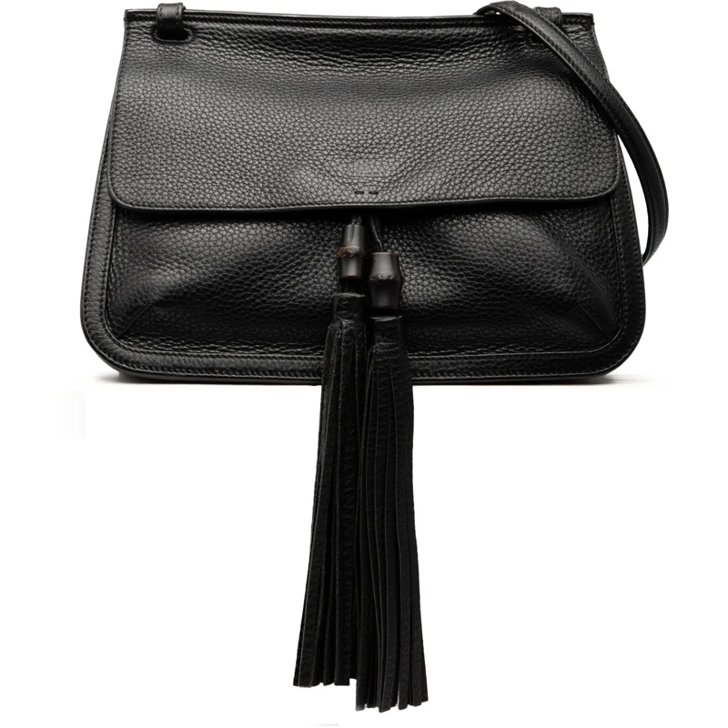 Gucci Sac à bandoulière Medium Leather Bamboo Daily Crossbody schwarz