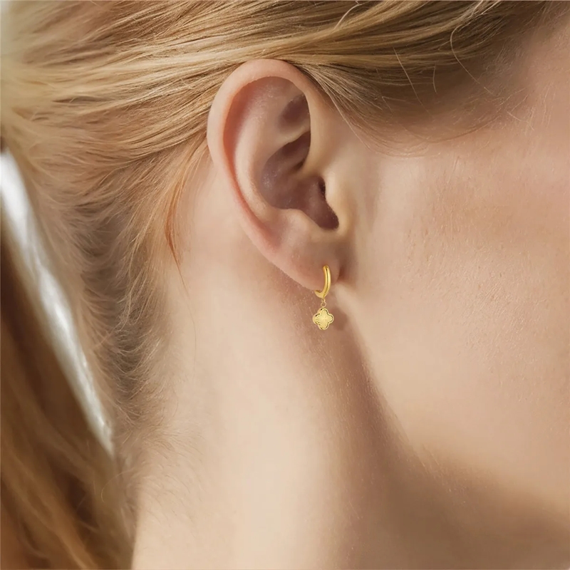 Glanzstücke München Ohrhänger Edelstahl Creolen Kleeblatt gold(Image 2)