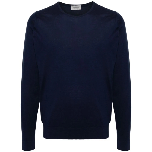 John Smedley Pullover Blue Cotton Sweater Blue