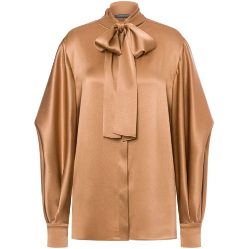 Alberta Ferretti Beige Satin Shirt Brown Camicie