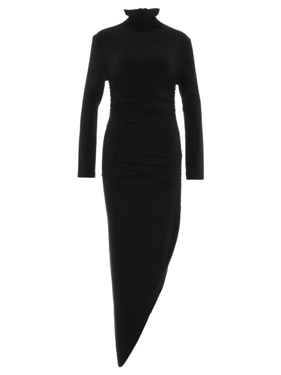 Norma Kamali Black Dress With Draping Black Robes